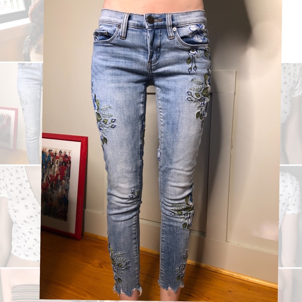 BlankNYC Cropped Embroidered Jeans